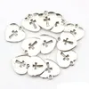 Cross Cut Heart Charm Hangers Sieraden Maken DIY Handgemaakte Craft 17x16mm Antiek Zilver 150pcs