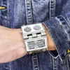 Men Display Sports Watches Oulm Men Watch Fold Size Moda de Moda ao ar livre Couro de couro Relógio Relogio Masculino 2103039087576