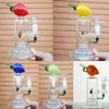 Peach 5 Colors Glass Bong Perk Heady Glass Oil Rig Water Pipe Bongs Wax Dab With Bowl Smoking Pipes 14mm Female Oil Burner Unique Fruit