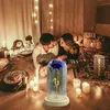 2021 Led encantado Galaxy Rose flor de hoja eterna con guirnalda de luces de hadas en cúpula para Navidad regalo del Día de San Valentín Navidad
