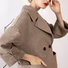 Women's women's wool coat women's Euro American color suit collar loose double-sided cashmere coat 201215