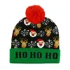 قبعة قبعة/قبعات جمجمة عيد الميلاد ملونة متوهجة قبعة متماسكة LED LED متماسكة للمنزل هدية الأيائل سانتا الأطفال ديكورات t1w31