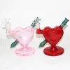 Red Love Heart Glass Bong Bubbler narguilé Heady Oil Dab Rigs Percolateur shisha fumer bulle tuyau d'eau dab rig 14mm joint