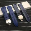Toppkvalitet 28mm Äkta läder Svart Blå Vaktband Silikonbälte Ersättningsarmband Lämplig för passform Franck Muller Rem
