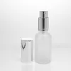 30ML 1Oz Refillable Frosted Round Glass Perfume Bottle With Aluminum Atomizer Empty Cosmetic Makeup Spray Bottle Container For Travel