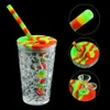 Quick freezing Plastic Cup water pipe 157mm*68mm silicone smoking bong Dab Rig with glass bowl smoking oil tobacco bong wax Rigs herb bubble