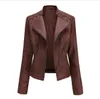Autumn Women's Leather Jacket Thin Section Small Jacket Ladies PU Motorcycle Suit High-quality Slim Short Casual Zipper 201224