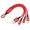 Nylon 3 in 1 USB Cable -keychain Short Micro USB Type C Cable Multi Charger Cable for Samsung Huawei LG Cabls Cables