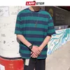 LAPPSTER Men Streetwear Striped Tshirt Summer Mens Funny Hip Hop Loose T Shirt Male Vintage Fashion Tees Casual Yellow Tops LJ200827