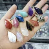 Guldkant Faceted Natural Crystal Geometry Stone Charms Rose Quartz Pendants Trendy för smycken Göra grossist