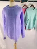 Pull d'hiver bleu femmes pull filles hauts vintage violet automne élégant femme tricotée vêtements d'extérieur pull chaud surdimensionné 201224