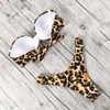 Hot Animal Print Leopard Bikini Sommar Push Up Baddräkt Sexig Kvinnor Bikini Set Brazilian Thong Badkläder Bandeau Beach Wear Badkläder