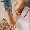 Aneikeh Sexy Slipper Slip en tacones finos Diapositivas PVC Jelly Zapatillas Open Toe Tacones altos Crystal Mujeres Mujeres Zapatos de tacón transparente Y200624