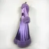 Luxury Purple Fur Bridal Sleepwear Robes Kvinnor Klänningar för Photoshoot Boudoir Underkläder Långärmad Badrock Nightwear Sexig Babydoll Robe