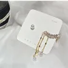 Koreaanse mode bengelen kroonluchter sieraden zirkoon simulatie parel asymmetrische ster kwast lange oorbellen oorbellen voor vrouwen groothandel boho