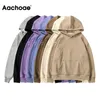 Aachoae Women Unisex Couple Fleece 100% Cotton Suits 2 Pieces Sets Casual Tracksuit Hoodies Sweatshirt Pants Plus Size 220315