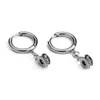 Brinco de aço de titânio Brinco Punk Piercing Orelha Jóias com Dangle Cross Prata Cor Brincos Presentes Para Homens