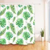 Rideau de douche blanc à feuilles vertes, Jungle tropicale, salle de bain, tissu Polyester imperméable et résistant à la moisissure pour décor de baignoire 2211n