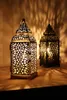 Европейский подсвечник висит фонарик черный / белый / золотой старинный элегантный металлический полый держатель свечи статей Moroccan 50 Y200109