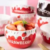 Süße Erdbeer- und Sahneschüssel, rosa, rote, schokoladenfarbene Keramikschüssel für Haferflocken, Wüsteneis, 500 ml, niedliche Schüssel für Kinder 201214