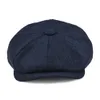 BOTVELA Wool Tweed sboy Cap Herringbone Men Women Gatsby Retro Hat Driver Flat Black Brown Green Navy Blue 005 201216225r