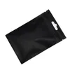 Sac d'emballage en plastique transparent Mylar noir mat 8.5x13cm, sac d'emballage en aluminium thermoscellable, sac d'emballage supérieur à fermeture éclair