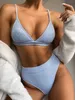 Tvådelade kostymer bikini vadderad push up sommar solid sexig baddräkt sport kvinna plus storlek simning kostym för kvinnor baddräkt hög midja bikinis set