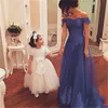 2018 мать невесты платья с плеча кружева аппликация выпускных платьев длинный тюль линия свадьба вечеринка вечерние платья дешево