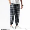 MrGoldenBowl Herren Anklelength Plaid Vintage Hosen Mann Baumwolle Leinen Chinesischen Stil Lose Männliche Übergröße 5XL Böden 201112