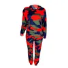 2 pezzi set donne Felpa con cappuccio Stampa Camouflage Tuta Surveted Donne Runway Pantaloni Jogging Sweat Suit Streetwear Abbigliamento T200113