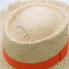 Moda cinta naranja sol sombrero de playa sombreros para mujeres paja fina rafia sombrero de sol de verano venta al por mayor Dropshipping Y200602