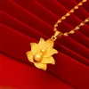 Lotus Flower Gourd Pendant Kvinnors Clavicle Wave Chain 18K Gul Guld Fylld Smycken Gift