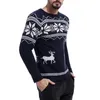Mens Causal O Neck Sweater Deer Printed Autumn Winter Christmas Pullover Knitted Jumper Sweaters Slim Fit Male Clothes LJ200916
