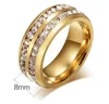 Brilhante 316L Anel de Titânio de Ouro Prata Banhado Aço Inoxidável Row Duplo Checa Anéis de Cristal para Homens Mulheres Casamento Jóias Tamanho6-13 Atacado