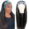 Human Hair Wig With Headband Brazilian Straight Headband Wig Human Hair Black Fashion Straight Hair Scarf Lace Wig