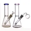 8inch (20cm) Pipe à eau en verre Bong moins cher 14mm Joint Bécher Bongs Épaisseur Narguilé Fumer plate-forme pétrolière avec tuyau de brûleur à mazout en verre