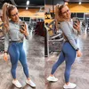 Spor dikişsiz tozluk kadın gri elastik sıkıştırma yüksek bel yüksek spor fitness legging sıkı ganimet yoga pant 2020 patik legging lj200814