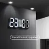3D LED Modern Digital Sound Control Tabela Desktop Temperatura de Desktop Night Light Light SAAT Wall Relógio para Decoração Y200407