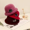 Women's Hats Winter Warm Soft Wool Mixed Fishman Hat New Style Autumn Fashion Elegant Flower Decoration Headwear Cap