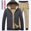 Lamb cashmere Tracksuit Men Winter Men HoodiePant Fleece Thick Hooded Track Suit Casual Warm cashmere Winter Sweatshirt 201128