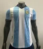 Argentini￫ voetbaljersey herdenkingseditie 2022 2023 Men Kids Kit Retro 1986 22 23 Maillots de foot Maradona Special Badge Player Versie Voetbalshirt uniform