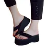 Tofflor 7cm högklackade kvinnor sommar vit koreansk sluttning med flip flop plattform sandal semester resa sandal kvinna shoe220308