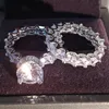 Katı 925 Sterling Gümüş Alyans Gelin 2 adet için Set Kadın Nişan Yıldönümü Hediyesi Bütün Jewelry5860877