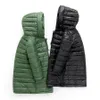 Ejército verde ultral chaqueta ligera niño 18m-11 años moda negro con capucha parka bebé high street minimalista sólido abrigo largo para niñas lj201017