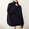 Женский густой теплый вязаный пуловер твердого с длинным рукавом водолазки свитера половина на молнии