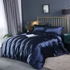 Simple Silk Bedding Sets 4 Stks Europese Solid Color Mulberry Silk Satin Sheet Dekbedovertrek 1.8m 2 M Zomer Beddengoed Set