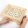 Wooden 3D Magnetic Ball Maze Puzzle Toy Wood Case Box Fun Brain Hand Game Challenge Balance Educational Toys for Children Adult 201218