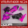 Carrosserie pour HONDA RVF400R NC24 V4 RVF400 R 1987 1988 Corps 78No.119 RVF VFR 400 Métal Rose VFR400 R 400RR 87-88 VFR 400R VFR400RR VFR400R 87 88 Kit de carénage de moto