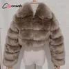 Conmoto, abrigo de piel de felpa holgado a la moda para mujer, chaqueta gruesa cálida de cintura alta, abrigos de estilo callejero para mujer, invierno 2020 nuevo