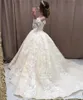 Robe de mariée à manches longues à manches longues personnalisées Robes de mariée 2021 avec Appliques Scoop Cold Court Train Tulle Robes de mariée Plus Taille